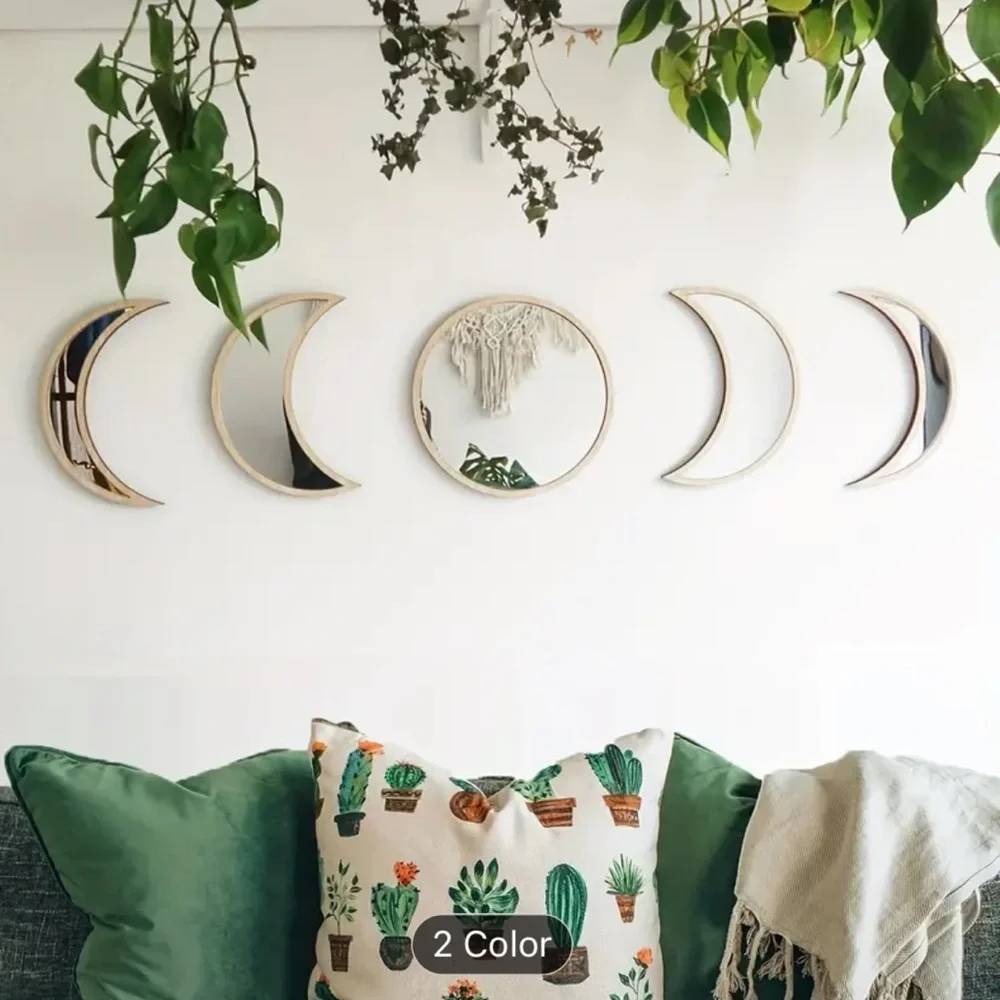 5 piece set moon mirror wall decor